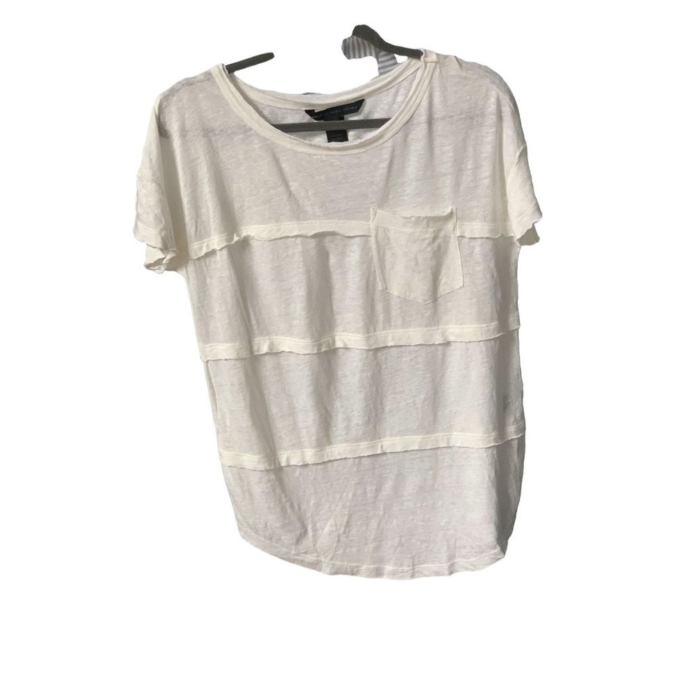 MARC JACOBS WHITE TEESHIRT MARC BY MARC JACOBS (SZ M/L) LINEN POCKET TEE
